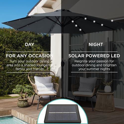 10ft Solar Polyester LED Lighted Patio Umbrella w