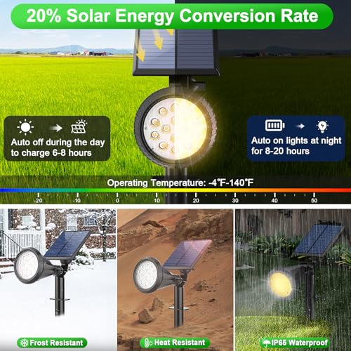 8 Pack Solar Spot Lights Outdoor Waterproof 180 Adjustable Solar Powered Landscape Lights for Yard (8 Count)