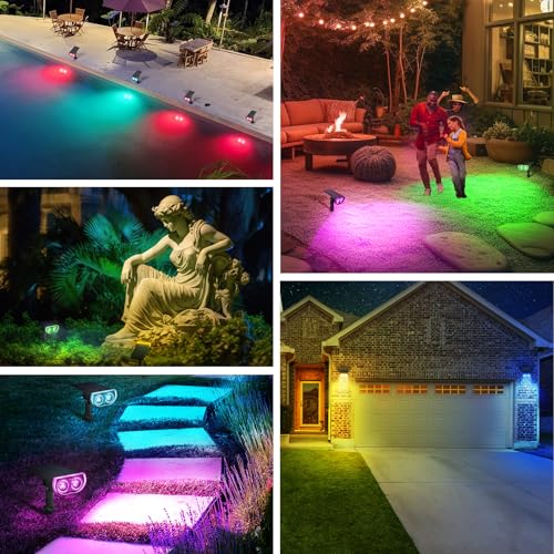 RGB Solar Spotlights Outdoor Waterproof 9 Modes Multicolor 10 Pack