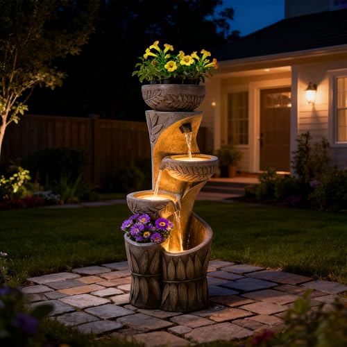 4 Tiered Water Fountain Outdoor Waterfall Fountains