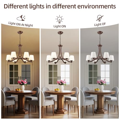 6 Light Oil Rubbed Bronze Farmhouse Chandelier Pendant Light Fixture with Frosted Glass