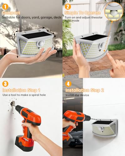 Solar Motion Sensor Lights Outdoor 120 LEDs (6 Count)