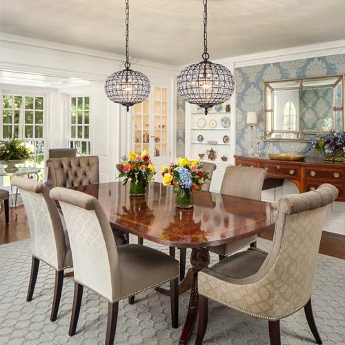 Crystal Chandeliers for Dining Room 12" Vintage Globe Pendant Light