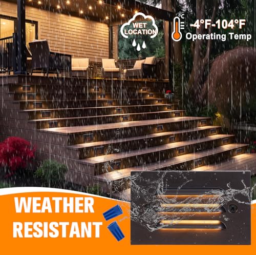 4 Inch 5CCT 12V 4W Low Voltage LED Step Light with Horizontal Louvered Faceplate for Steps Decks Stairs (6 Count)