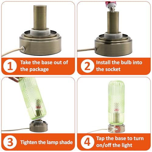 11.6" Touch Dimmable Table Lamp with Ribbed Glass Shade