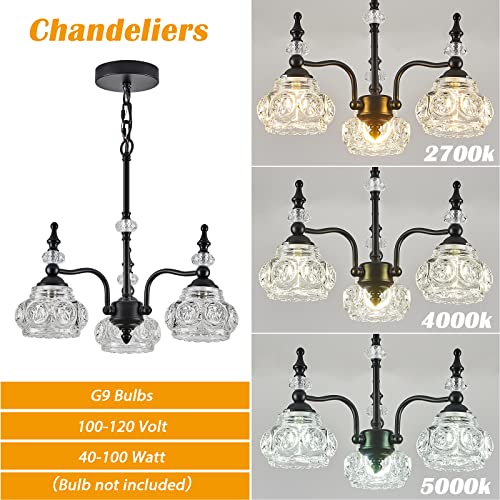Modern 3 Light Chandeliers Black Kitchen Island Pendant Light for Farmhouse Living Room Bedroom Hotel