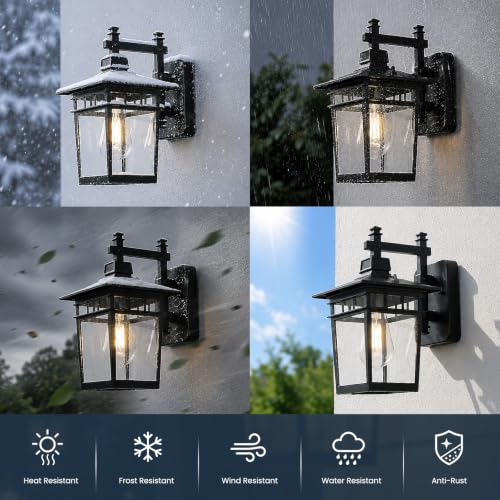 13'' Black Medium Outdoor Wall Light Fixture with Closed Bottom (Black)