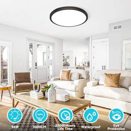 16Inch Flush Mount LED Ceiling Light Fixture (2 Count)