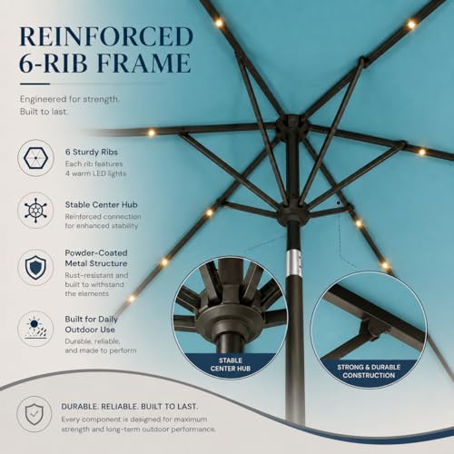 6.5 x 10ft Rectangular Patio Umbrella with Solar Lights