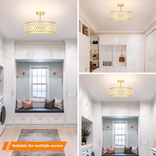 Gold Crystal Ceiling Light Fixture