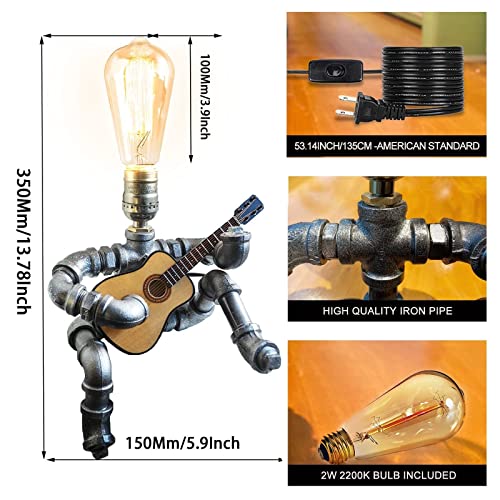 Steampunk Guitar Pipe Robot Table Lamp