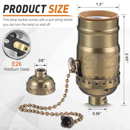 6 Pcs Pull Chain Lamp Socket Replacement (6 Count)