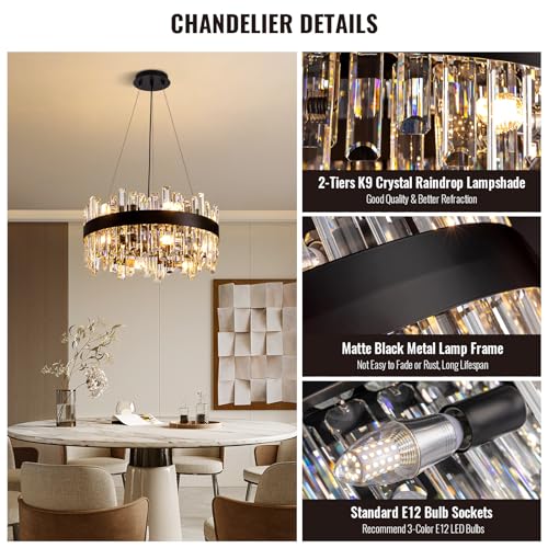 Black Crystal Chandelier for Dining Room