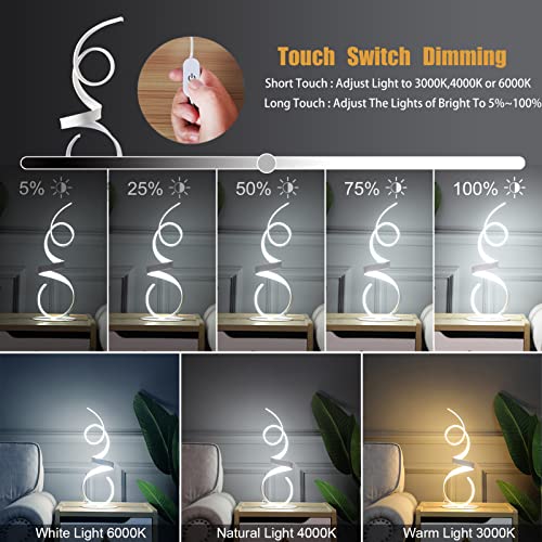 20W 2700LM 3 Colors Dimmable LED Art Table Lamp 21.4 Inch with Touch Switch for Living Room