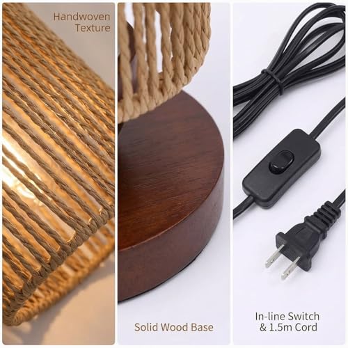 Small Rattan Table Lamp for Bedroom