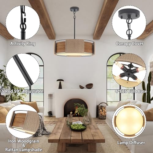 19.7'' Rattan Chandelier