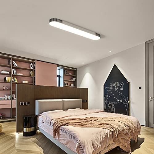 Dimmable LED Ceiling Light Modern Acrylic Linear LED Ceiling Lamp 39.4in Semi Flush Mount Wraparound Shape Lighting Fixture with Remote Control for Kitchen Dining Room