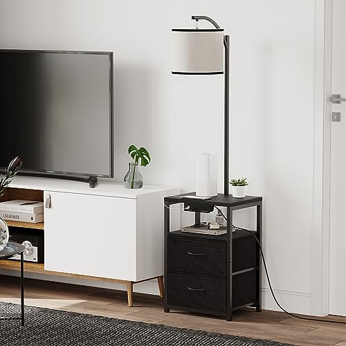 Floor Standing Lamp with Table & 2 Drawers