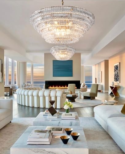 Clear Glass 47 inch Round Chandelier for Dining Room