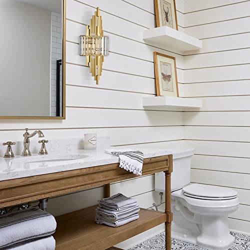 Modern Brushed Gold Crystal Wall Sconce