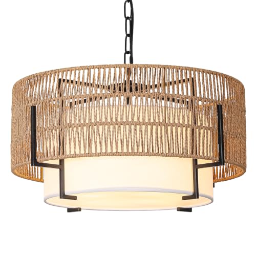 4 Light Rattan Chandelier