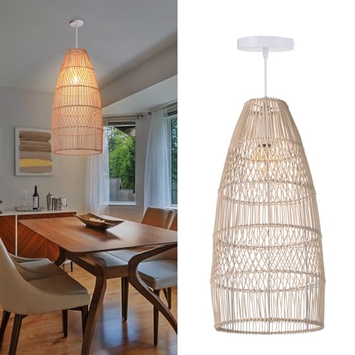 1 Light Boho Wicker Chandelier Lamp