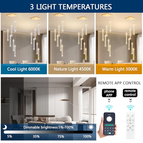 Mini Chandelier Crystal Pendant Lights for Kitchen Island Modern LED Dimmable Ceiling Handing Lighting Adjustable Flush Mount Ceiling Light for Dining Room Bedroom Foyer