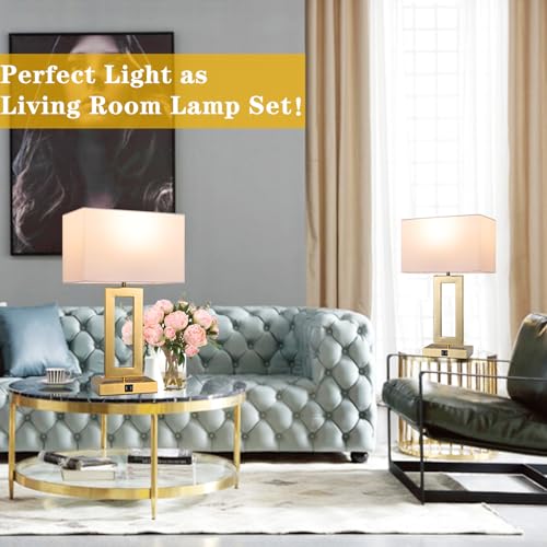22’’ Set of 2 Touch Control Table Lamps w. 2 USB Ports (2 Count)