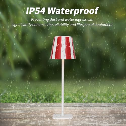 Outdoor Waterproof Cordless Wireless Rechargeable Portable Top Touch Battery Operated Powered LED Table Lamp Desk Lamp Lights for Restaurant Kitchen Patio Dinner Dining