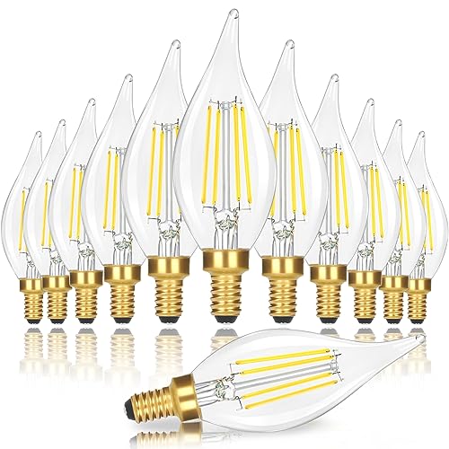 E12 4W Dimmable Candelabra LED Light Bulbs (12 Count)