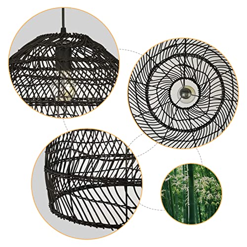 13.75" Black Woven Pendant Lighting Fixture for Living Room