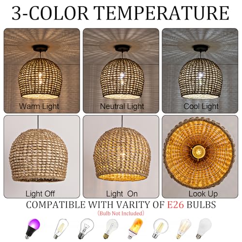 13.8" Rattan Pendant Light