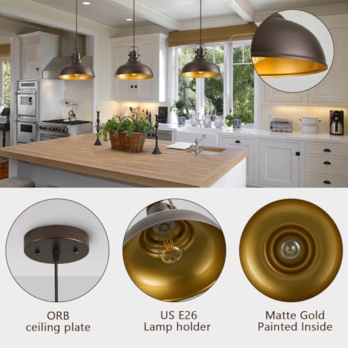12 Inch Farmhouse Pendant Lights Kitchen Island (3 Count)