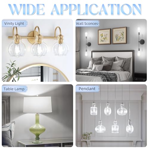 E26 Bulb, Non-Dimmable Edison Bulbs 60 watt Equivalent LED, 4000K Daylight White, ST58 Vintage Light Bulbs, 90+ CRI, 6W 600LM, E26 Medium Base, Clear Glass, 24 Pack (24 Count)