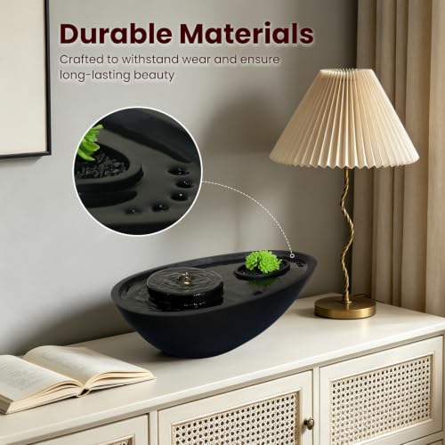 Table Fountain Indoor Water Zen Garden Decor with Succulent Plant
