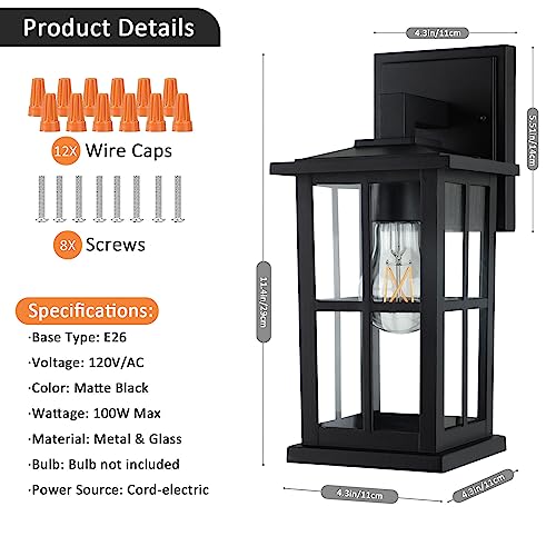 2 Pack Outdoor Wall Light Fixtures (2 Count)
