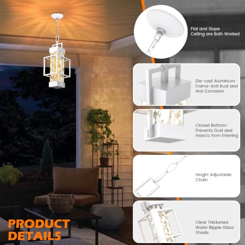 15'' White Outdoor Indoor Pendant Celing Light Fixture