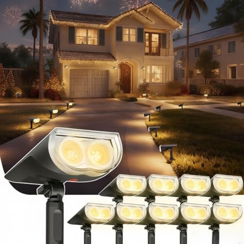 Solar Spotlights Outdoor Waterproof Dusk to Dawn Warm White 10 Pack (10 Count)