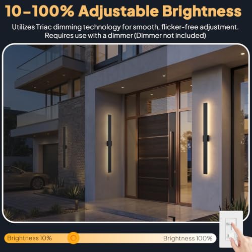 2 Pack Modern LED Outdoor Wall Lights (57.4in)