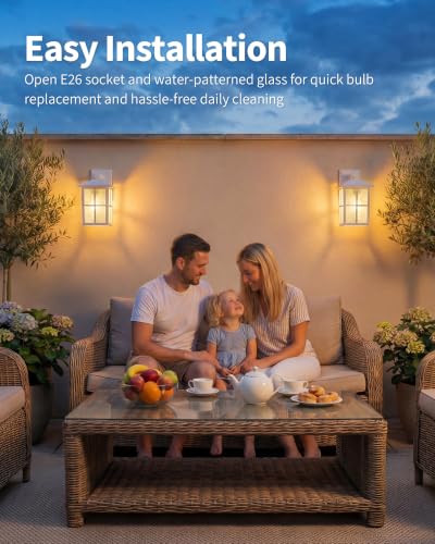White Outdoor Waterproof Modern Patio Wall Light Fixtures Set of 2 (2 Count)