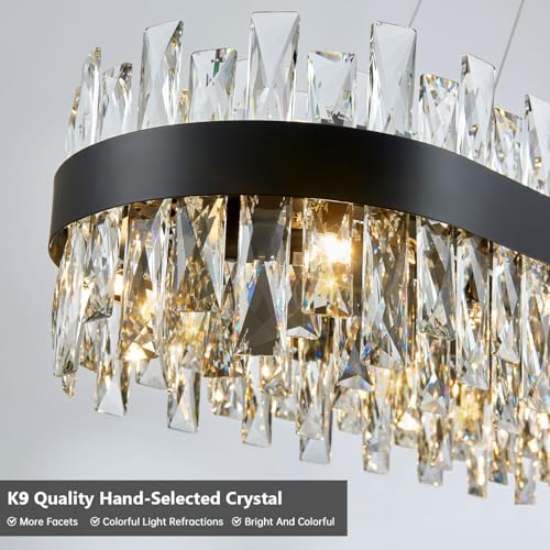 Modern Black Crystal Chandelier for Dining Room