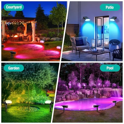 Solar Spot Lights Outdoor Color Changing Solar Lights Outdoor (4 Count)