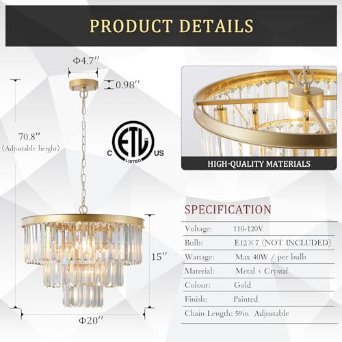 20" Modern Crystal Chandeliers