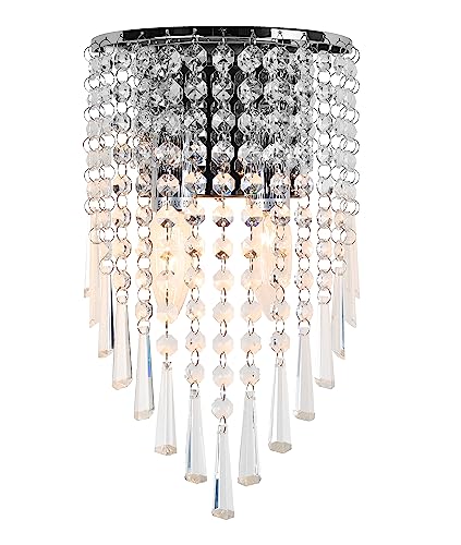 Mini Crystal Wall Sconce Modern Chrome Wall Light Fixtures 2 Lights Wall Lamps for Bedroom Living Room