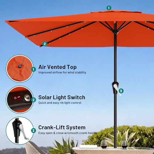 8' X 10' Rectangular Patio Umbrella with Solar Lights