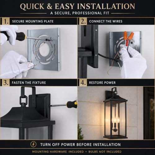 24 Inch 1 Pack Outdoor Wall Sconce (3 Count)