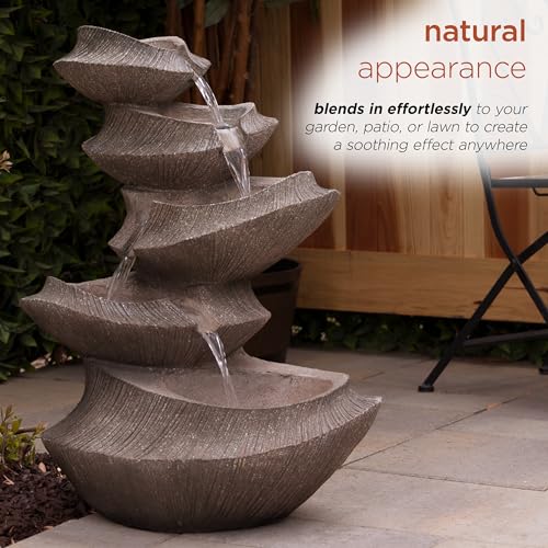 WIN1332L BR Outdoor Floor Tiered Basin Fountain with LED Lights