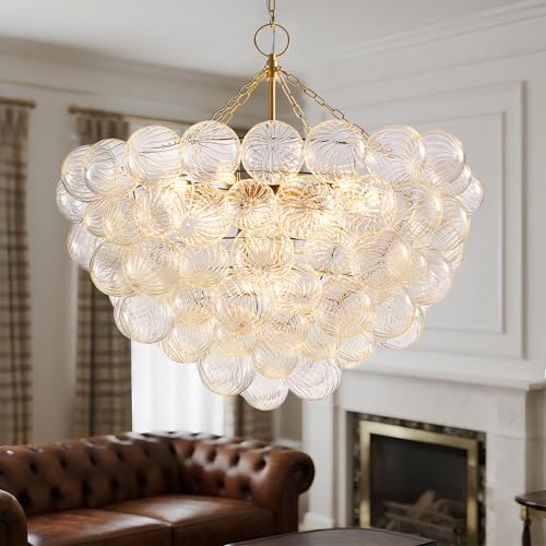 44 Inch Moden Gold Chandelier with 18 Bubble Lights