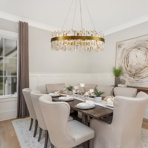 Gold Modern Oval Crystal Chandelier