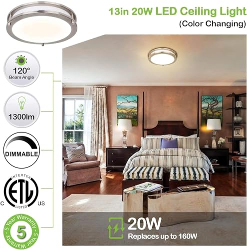 13 inch Flush Mount LED Ceiling Light Fixture (2 Count)